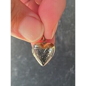 Silver Tone Metal Heart Locket Pendant Vintage